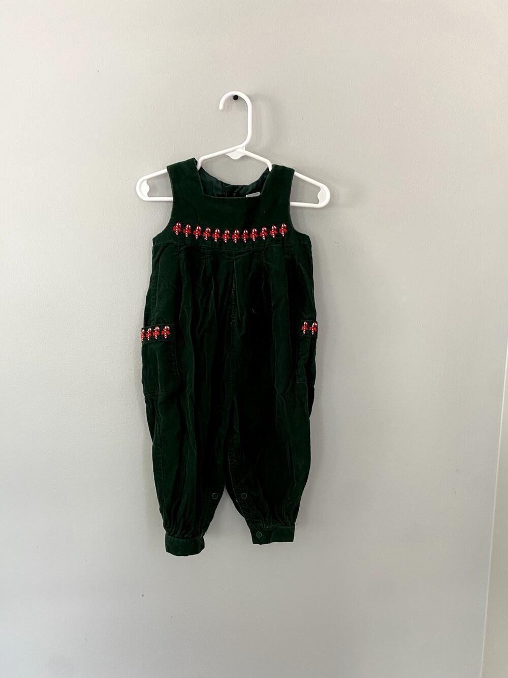 Class Club Baby Christmas Candy Cane Embroidered Jumpsuit Outfit 12-18